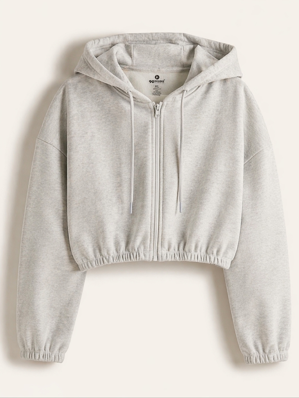 90 Degree by Reflex Cloud Plush Cropped Zip Hoodie XL Gray